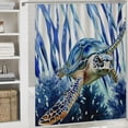thumbnail image 6 of Awypu Shower Curtain Waterproof Multiple Sizes Coastal Turtle Nautical Beach Sea Turtle Decorative Ocean Themed Watercolor White, 6 of 7