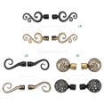 thumbnail image 3 of Window Drapery Curtain Rods Poles Iron Ends Caps Finials Copper 2pcs- Durable   1# Black, 3 of 8