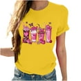 thumbnail image 2 of Fartey Breast Cancer Awareness Shirts for Women Inspirational Short Sleeve Tops Soft Comfy Crew Neck Tshirts Pink Ribbon Graphic Tees Yellow XL, 2 of 3