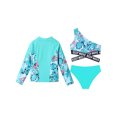 thumbnail image 4 of vastwit 3PCS Kids Girls Swimwear Long Sleeve Front Zipper Rashguard with Crop Top and Briefs Sets Lake Green 16, 4 of 7