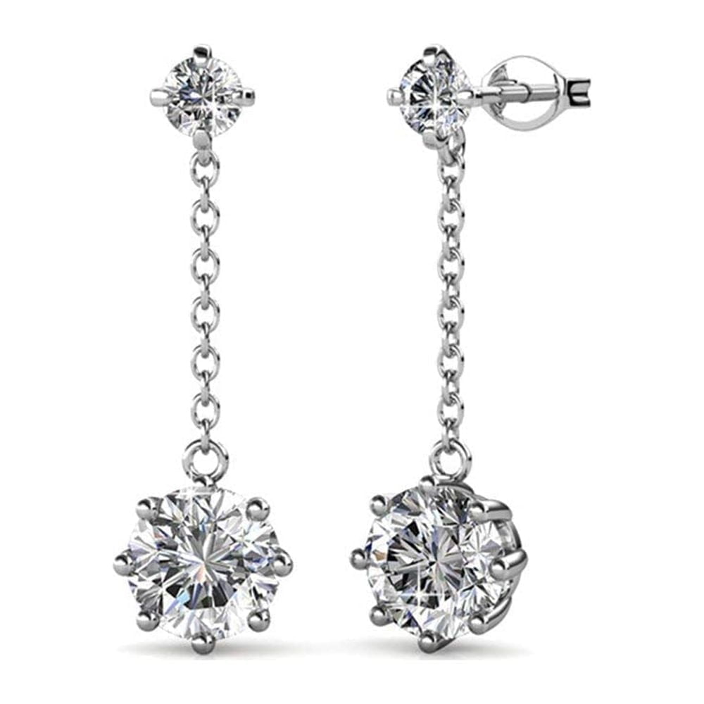 Cate & Chloe Jessie 18k White Gold Plated Drop Earrings with Swarovski Crystals Gift for Women