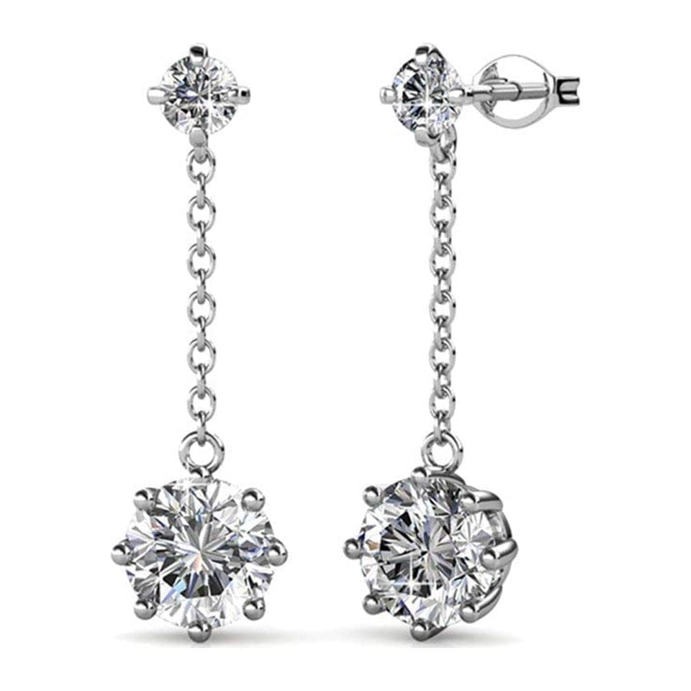 Cate & Chloe Jessie 18k White Gold Plated Drop Earrings with Swarovski Crystals Gift for Women