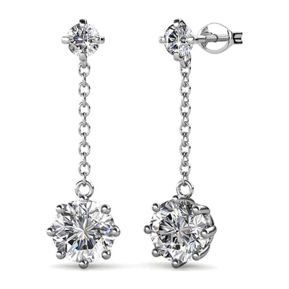 Cate & Chloe Jessie 18k White Gold Plated Drop Earrings with Swarovski Crystals Gift for Women