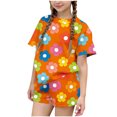thumbnail image 2 of Cethrio Girls Summer Outfit Sets 2 Piece, Short Sleeve Casual Crew Neck Kids' Clothing Sets Orange Size 3-4 T, 2 of 5