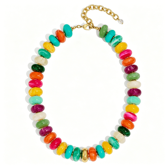 DESIGNICE Beaded Necklace for Women Boho Bead Gemstone Chunky Necklace Big Bead Necklace Fashion Trendy Summer Necklaces Jewelry Gifts