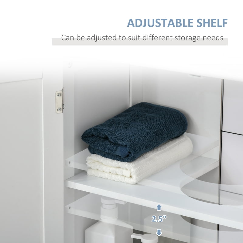 Alvantor Under Sink Bathroom Storage Cabinet with U-Shape Cut-Out & Adjustable Shelf 23.5" W x 11.75" D x 23.5" H White
