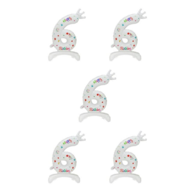 Wweixi Metal Photo-Worthy White Standing Digital Balloons - Props For Memorable Moments Ball Mouth Comes With Adhesive Can Number 6 5Set
