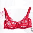 thumbnail image 5 of Risckoth Women's Floral Lace Bra, Solid Bow Decor Adjustable Thin Straps Comfort Daily Lingerie, Red, 5 of 5