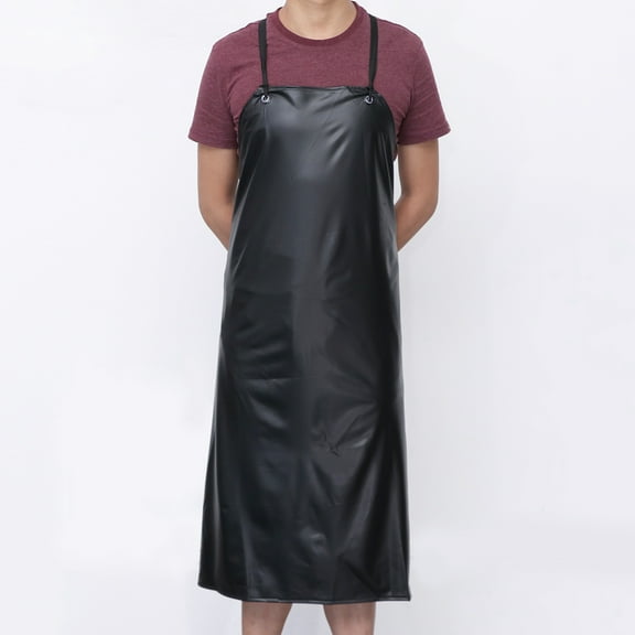 Heavy Duty Apron Waterproof Industrial PVC Work Apron for Dishwashing, Lab Work, Butcher, Dog Grooming, Cleaning Fish,Black