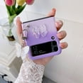 thumbnail image 2 of Bling Case Compatible with Samsung Galaxy Z Flip 4 with Cute Butterfly Strap Hard PC Shockproof Cover for Girls-Purple, 2 of 6