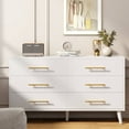 thumbnail image 6 of Aiho Modern 6 Drawer Wood Dressers, Wide Chest of Drawers with Metal Handles for  Living Room,Bedroom , White, 6 of 8