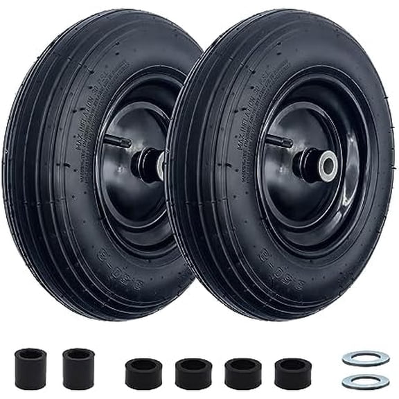 2-Pack 14.5-Inch Wheelbarrow Tire.3.50-8" Pneumatic Tires and wheels with 3"- 7" Center Hub and 5/8" Bushings for Wheelbarrow Lawn Mover Replacement.$$Garden & Patio