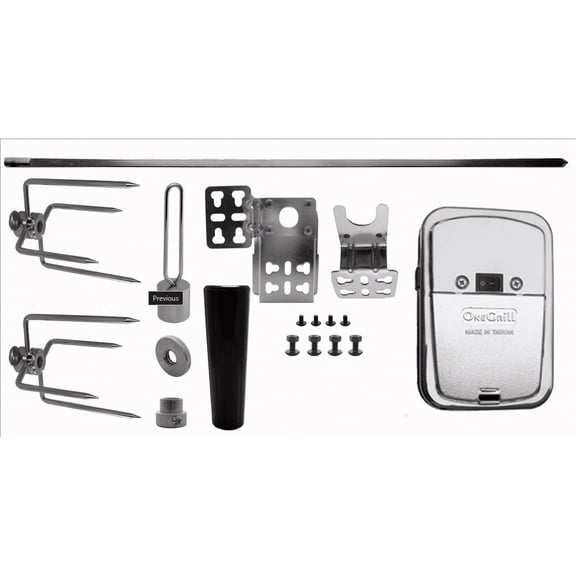OneGrill Universal Grill Rotisserie Kit - 24” x 5/16” w/Chrome Cordless Motor (Grills Up to 17" Wide). NOT for WEBER