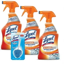 Reckitt Lysol Kitchen Pro Antibacterial Cleaner Trigger 22 Fl Oz (Pack of 3) - With 1ct Auto In-The-Bowl Toilet Cleaner, Atlantic Fresh