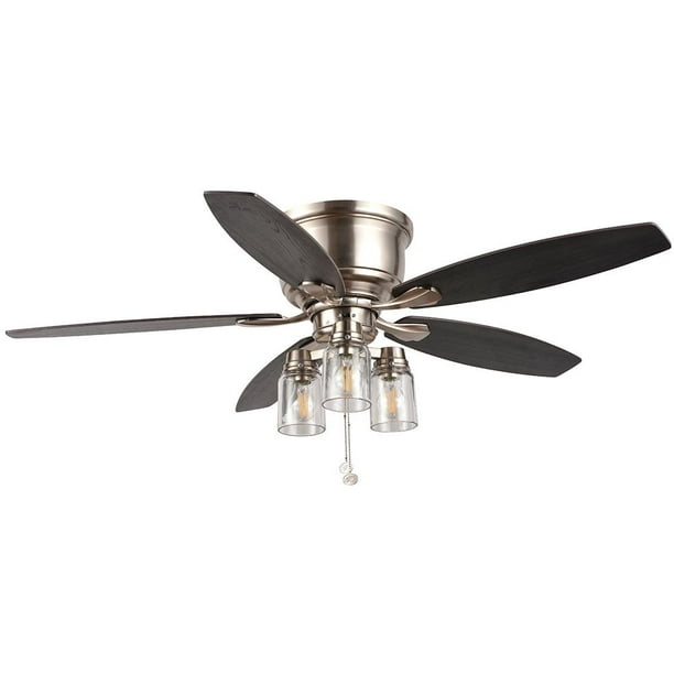 Hampton Bay Stoneridge 52 in. LED Indoor/Outdoor Brushed Nickel Hugger