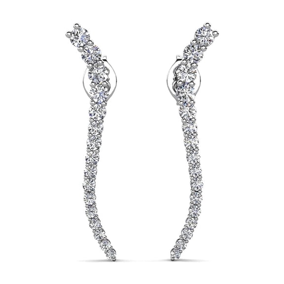 Cate & Chloe Isabella 18k White Gold Plated Dainty Earrings with Simulated Diamonds Gift for Women