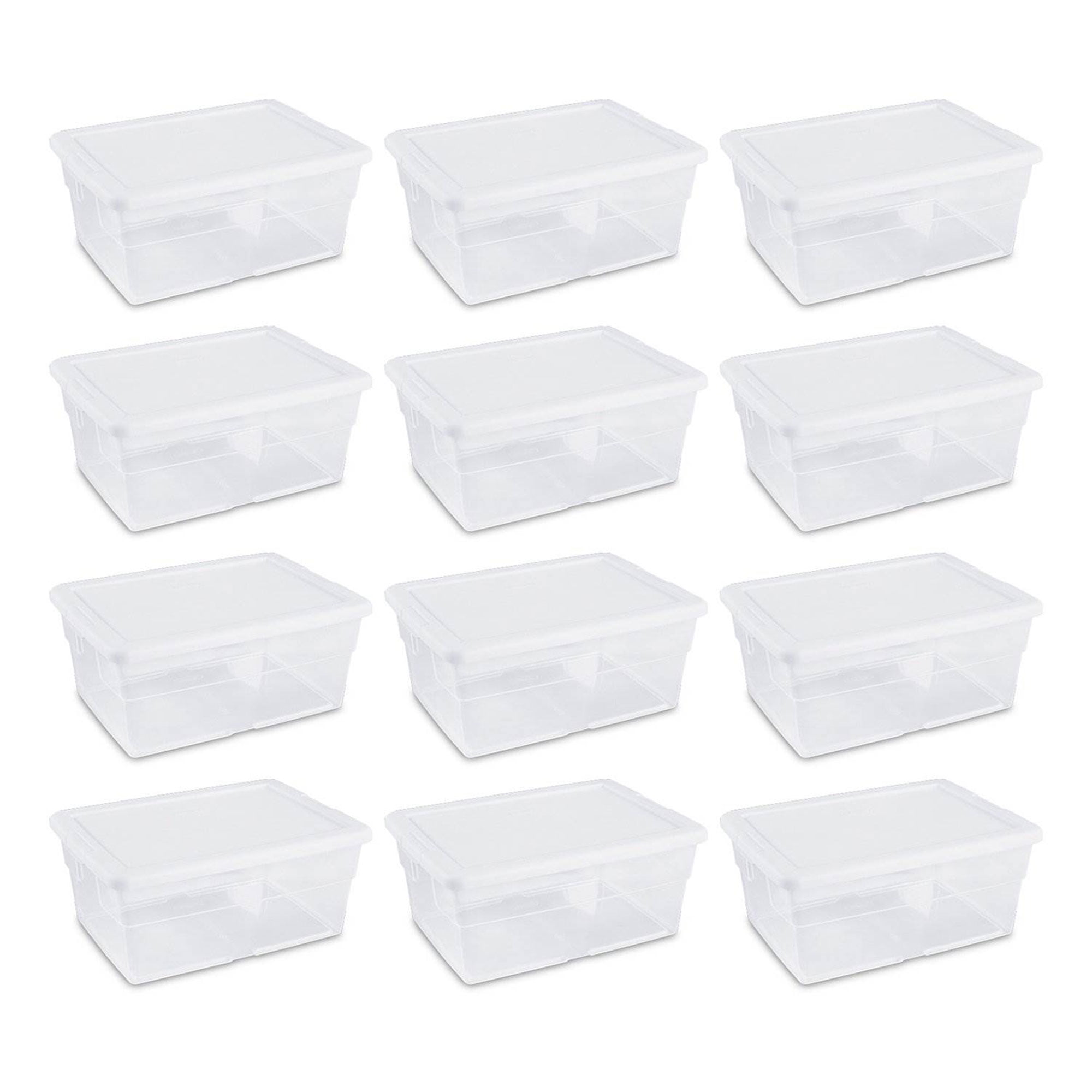 3510 Set of 60L Clear Plastic Stackable Space Savin Storage Boxes with Lid 