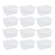 Sterilite 16 Quart Stackable Clear Plastic Storage Container w/Latching Lid, (12 Pack)