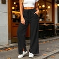 thumbnail image 2 of Levmjia Women Wide Leg Corduroy Pants High Waisted Drawstring Lounge Pants with Pockets Solid Color Casual Long Trousers, 2 of 7