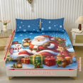 thumbnail image 2 of Jeiento Christmas Santa Snowman Print Bedding Bundle, 2 Matching Pillow Covers + Deep Pocket Bed Fitted Sheet, Soft Breathable 3-Piece Bed Linen Set for Holiday Bedroom, Full Size, 2 of 7