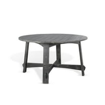 Sunny Designs Marina 54" Round Farmhouse Mahogany Dining Table in Black Sand