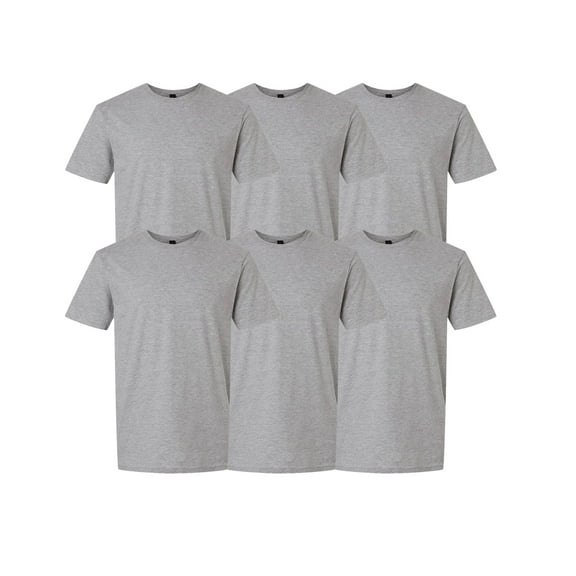 Gildan Softstyle Men’s Crewneck Short Sleeve Shirt, Comfortable Cotton Tee, Sport Grey, S, 6 Pack