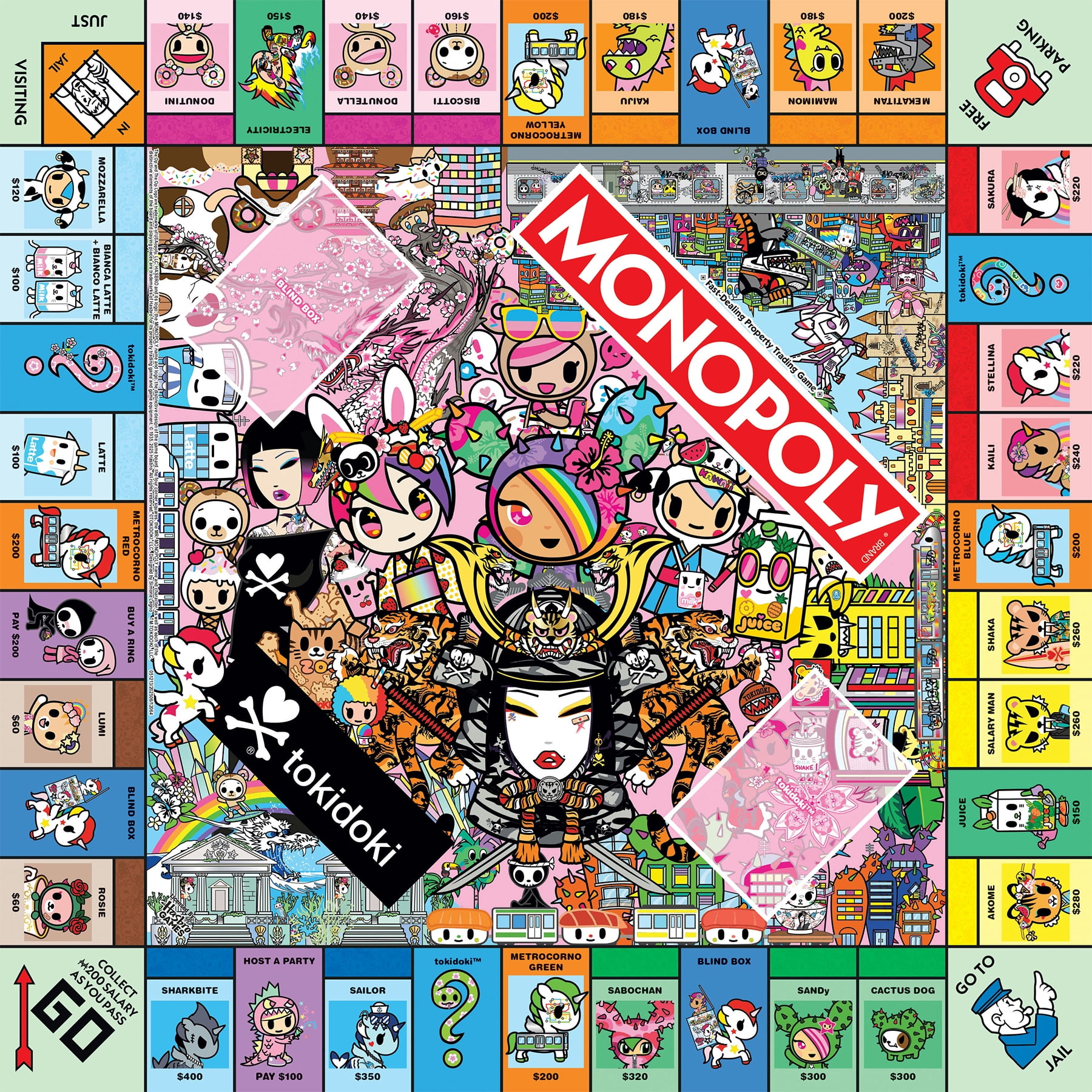 USAopoly, MONOPOLY Board Game, tokidoki Edition, Includes 6 Tokens