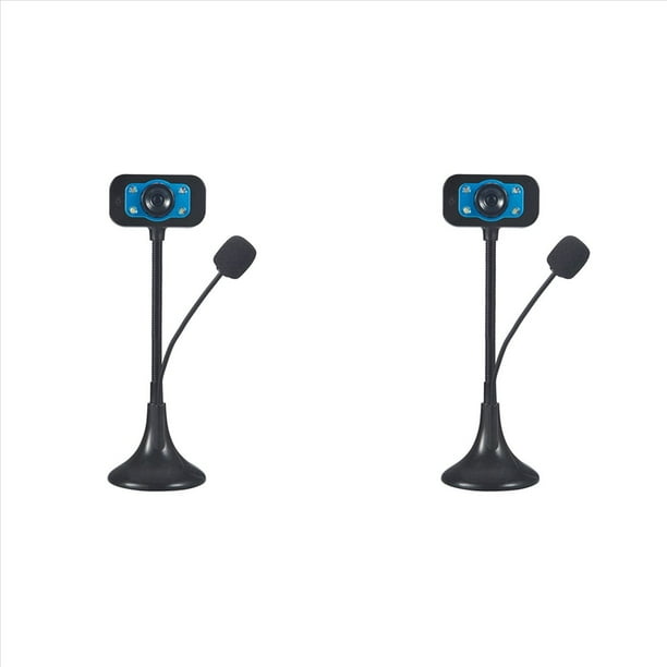 2X Cámara Web USB de Alta Definición Webcam 4 LED Web Cam con MIC Escritorio para Skype Computadora PC Laptop