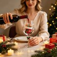 thumbnail image 3 of 2D Christmas Holly Berry Stemmed Wine Glass Clear Handled Drinking Cup Red Decor For Holiday Birthday Party Beverage Serveware, 3 of 3