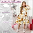 thumbnail image 5 of FKELYI Autumn Flower Leaf Print Girls Long Sleeve Dress Fall Ruffled Patchwork Dress Crewneck Playwear A Line Pleated Tiered Dresses for Party Birthday, 9-10 Y, 5 of 6