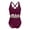 ☃549-Wine, variant on Xuyuer One Piece Swimsuit for Women Criss Cross Tummy Control V Neck Bathing Suit Color Block High Waisted Cutout Swimwear Beach