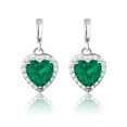 thumbnail image 1 of JeenMata Pendientes con Forma de Corazón para Siempre de 1,25 Quilates (Esmeralda, Piedra de Nacimiento de Mayo) Bañados en Oro Blanco de 18 K sobre Plata, 1 of 7