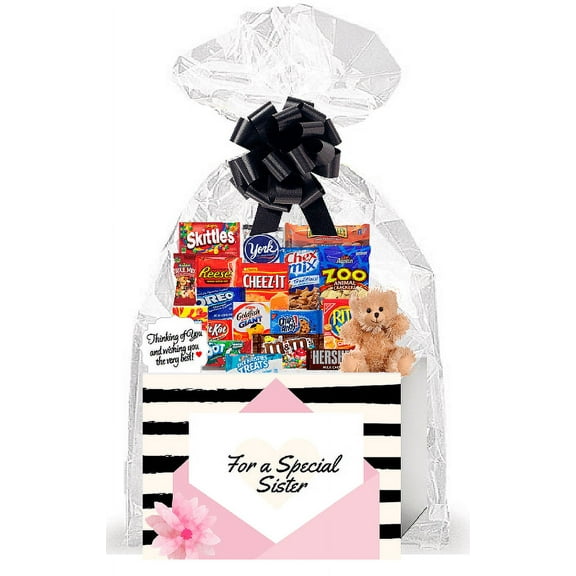 For a Special Sister Thinking of You Cookies, Candy & More Care Package Assortment Variety Gift Box Bundle Set