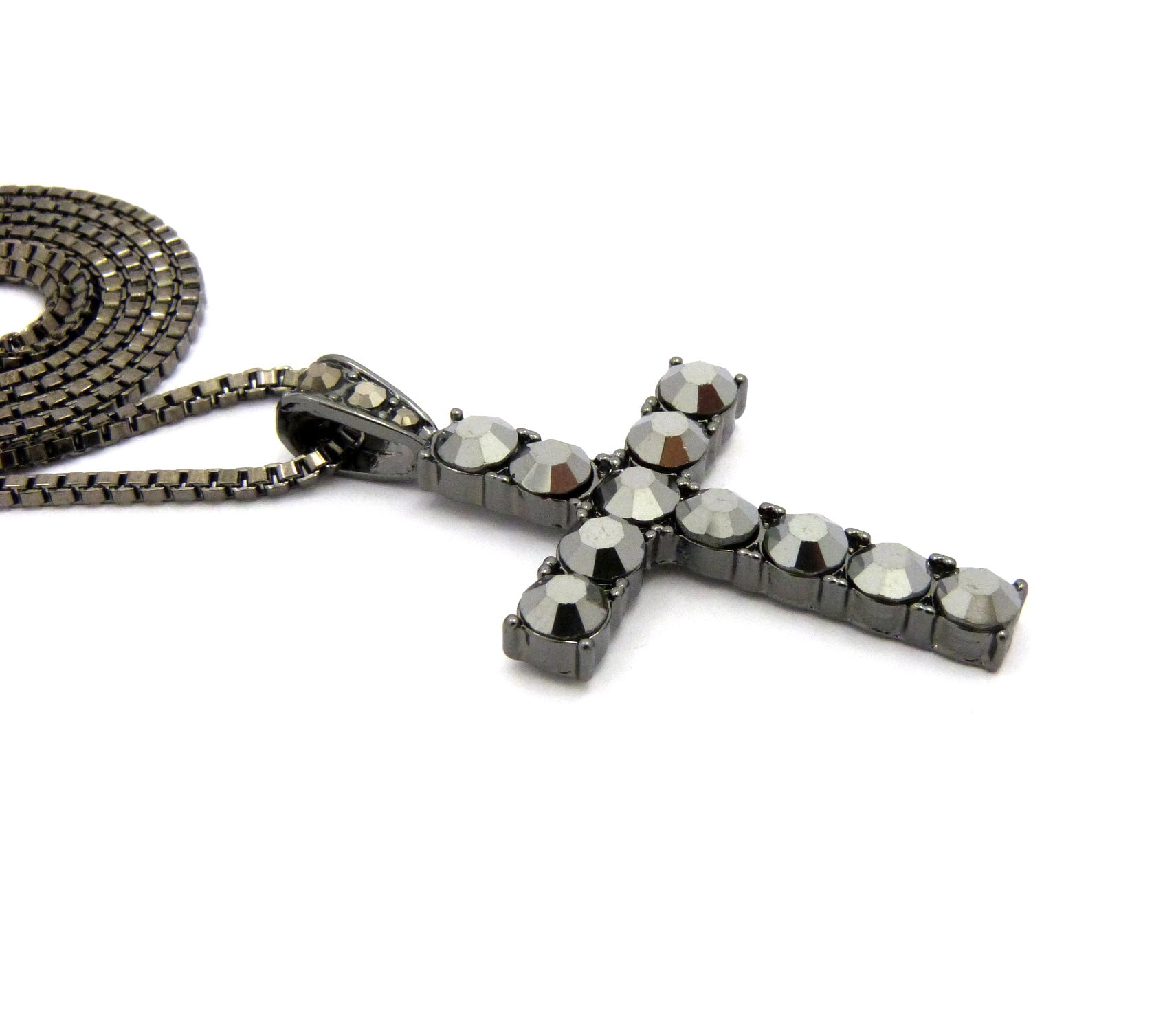 Hematite Tone Rapper Micro Ax Pendant 2mm 24 Box Chain Necklace XSP447HEBX 