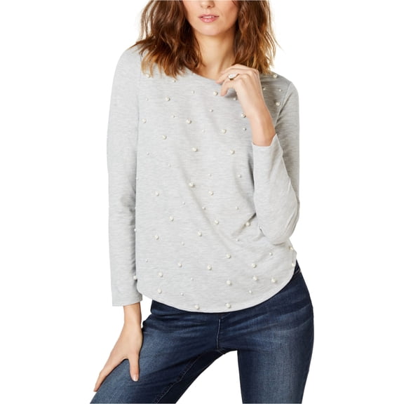 I.N.C Womens Pearl Sweatshirt, Grey, Small