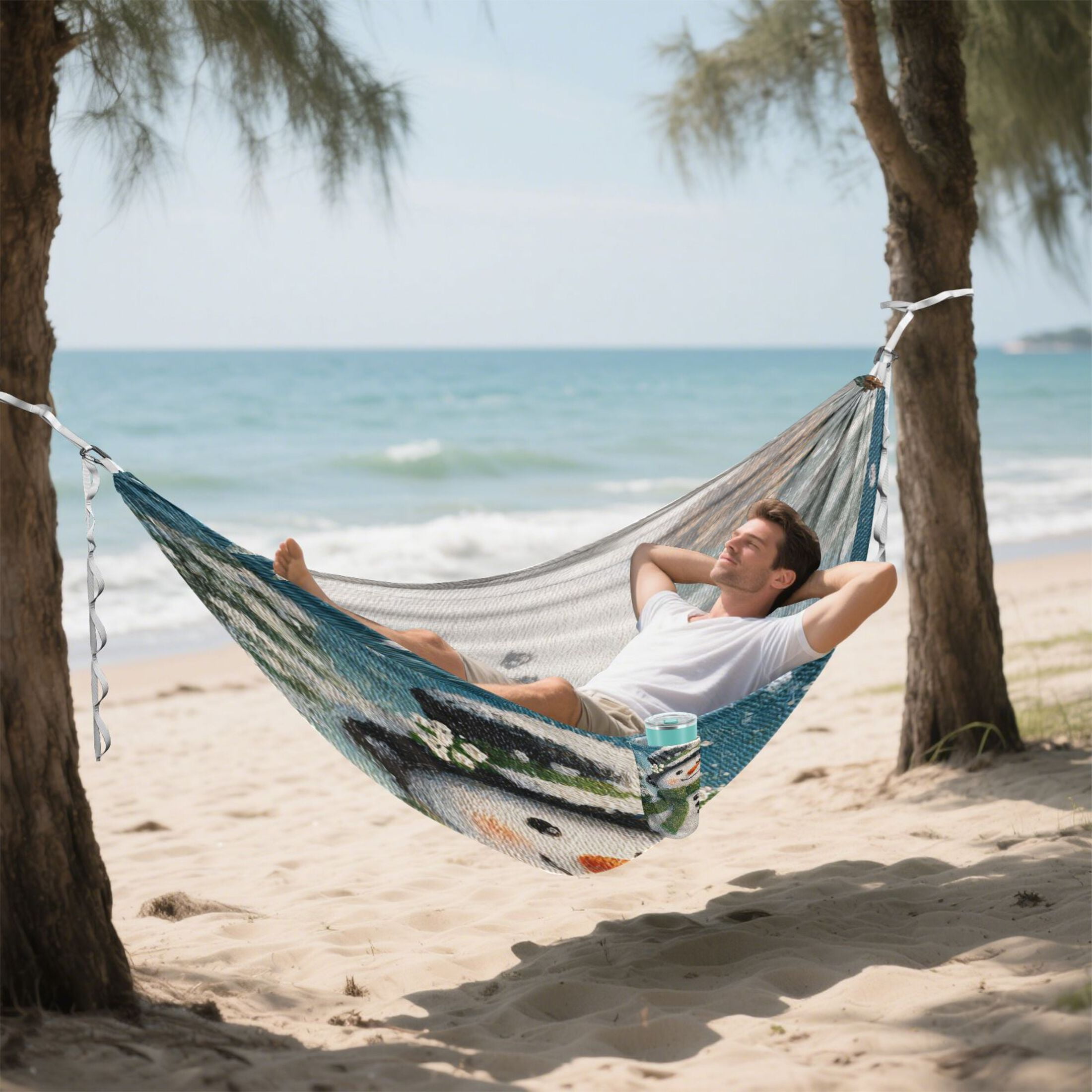 Hammock Camping Hammock Nylon Portable Hammock Travel Camping Hammock Green Cartoon Christmas Snowman