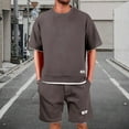 thumbnail image 2 of Men's Waffle Short Sleeve Tracksuit Summer T Shirt & Shorts set 2 Pockets Oversize Two Piece Casual Daily, 2 of 4
