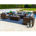 thumbnail image 4 of Tuscany 4 Piece XL Resin Wicker Outdoor Patio Conversation Sofa Set in Brown w/ Three-seat Sofa, Loveseat, Armchair, and Coffee Table (Half-Round Brown Wicker, Polyester Light Gray), 4 of 11