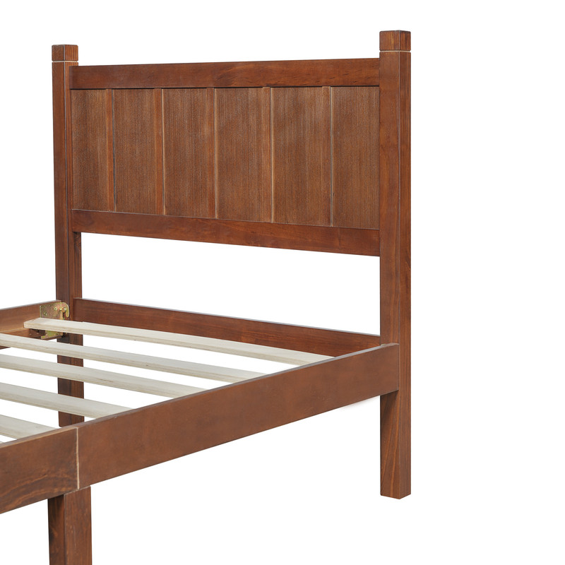 Twin Size Farmhouse Platform Bed with Flat Panel Designed Headboard & Footboard, Minimalist Wood Bed Frame with Under-Bed Storage