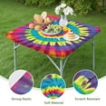 thumbnail image 4 of Rainbow Tie Dye Mandala Pattern Square Fitted Tablecloth with Elastic Edge,Square Table Cover,Washable Elastic Table Cover for Home Kitchen Party Decor 34"x34", 4 of 6