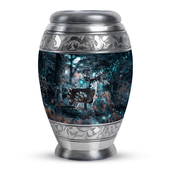KARYLIZ Deer Urns For Human Ashes Adult Man - Blue Urn for Ashes for Women - Large Capacity Urns for Human Adult Male & Female - Funeral Cremation Urn for Ashes Adult Man & Women 10 Inch