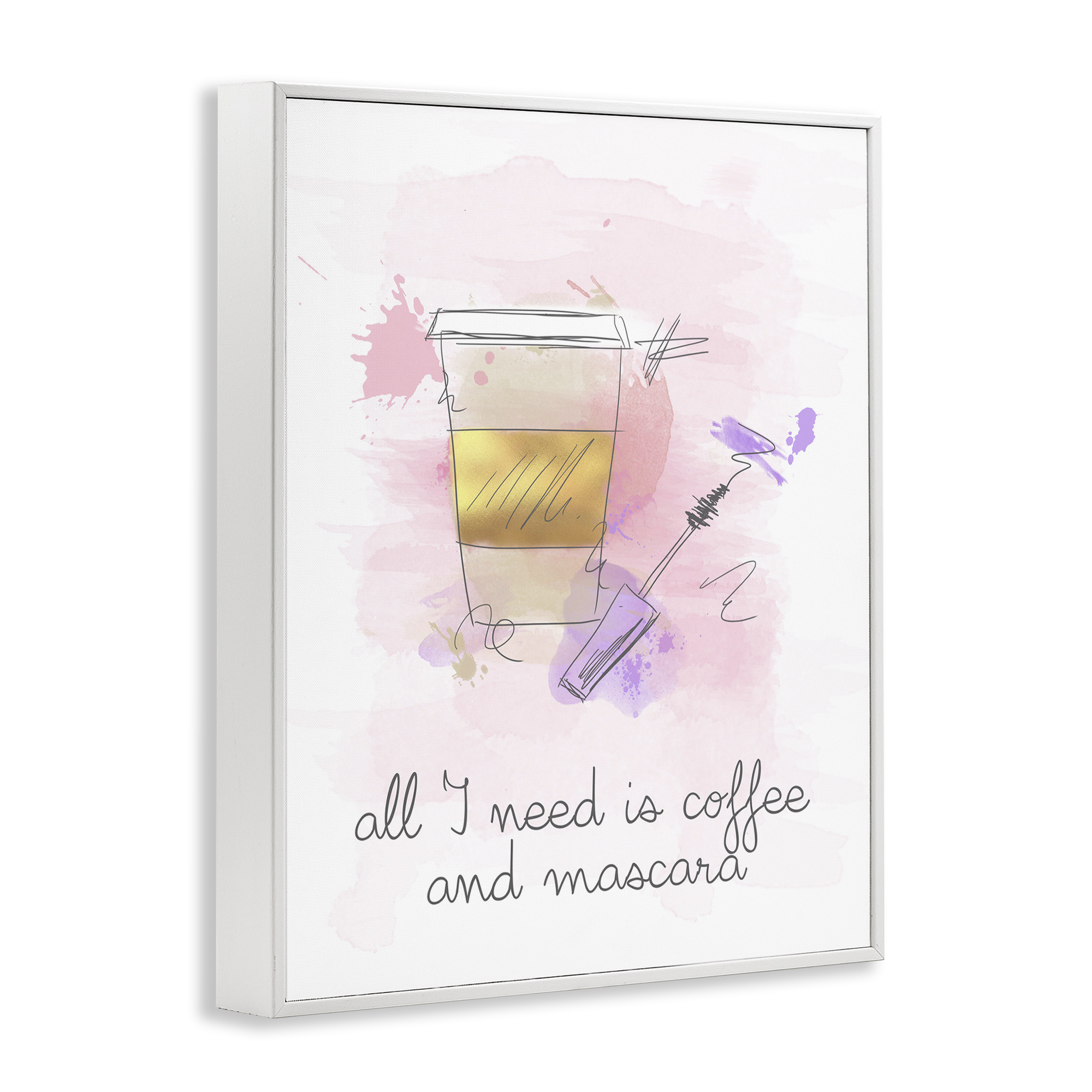 Stupell Industries Need Coffee & Mascara Food & Beverage Painting White Framed Art Print Wall Art, 24 x 30