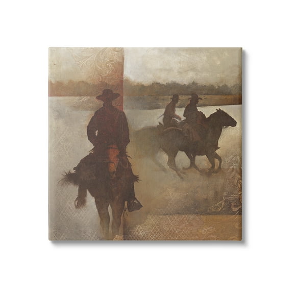 Stupell Industries Rustic Equestrian Collage Animals & Insects Painting Gallery Wrapped Canvas Art Print Wall Art, 17 x 17