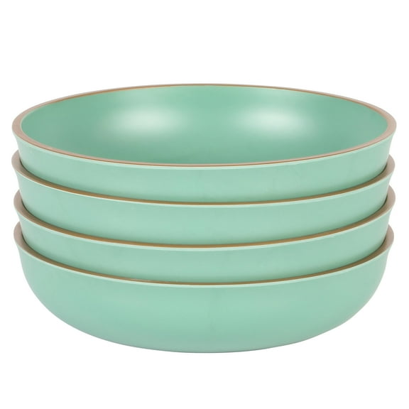 Gibson Home Rockabye Melamine Coupe Shape Dinner Bowl, Set of 4, 8.5-inch Diameter, Matte Green, Kitchen Accessories