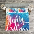 thumbnail image 3 of Ambesonne Art Quilted Bedspread Set 3 Pcs, Birthday Message Colorful, Queen Size, Multicolor, 3 of 3