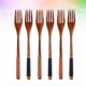 thumbnail image 2 of 6pcs Japanese Style Wooden Fork Household Tableware Children Food Utensil (Brown and Black Thread), 2 of 3