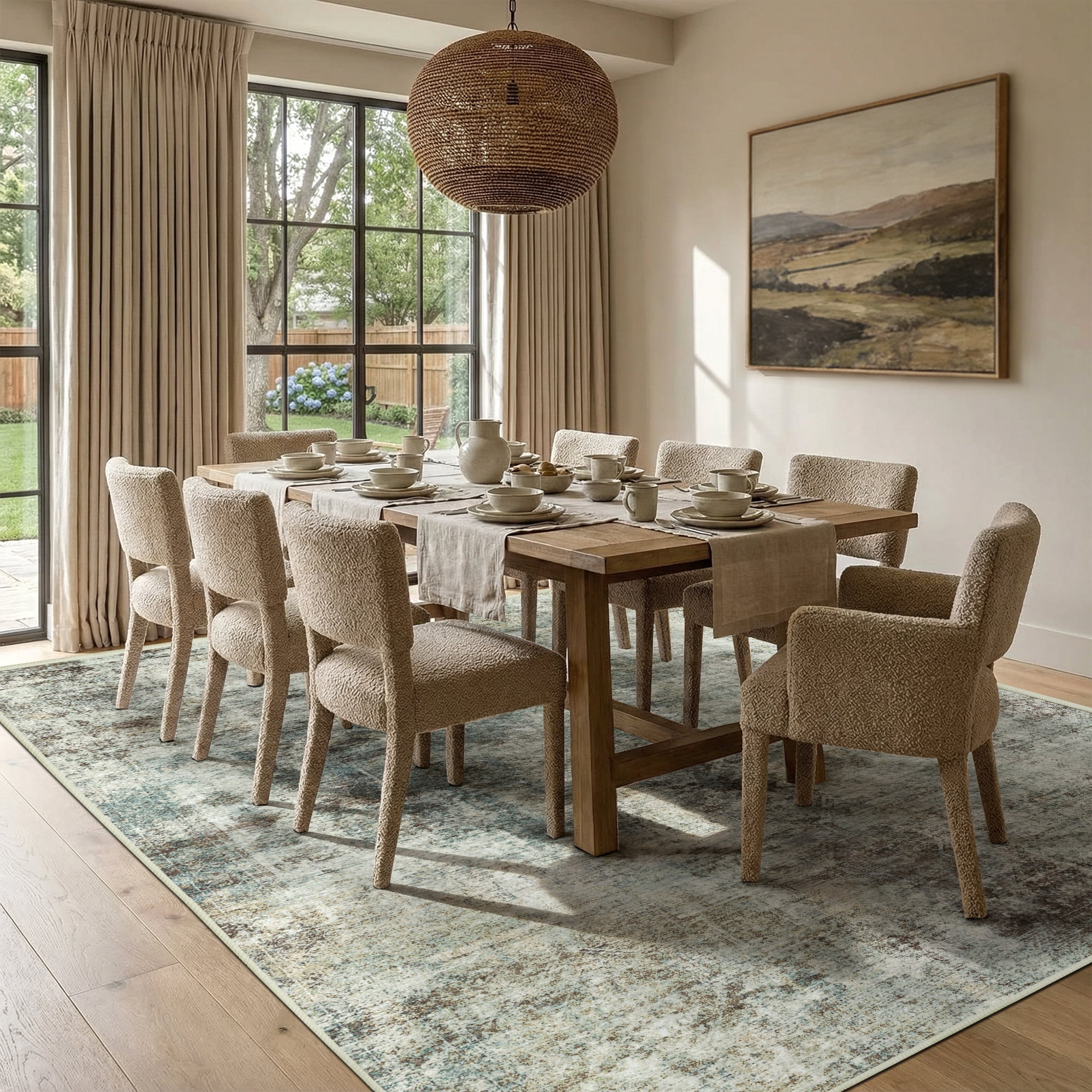 ATHOPE 5x7 Area Rug, Vintage Boho Medallion Rugs Non-Slip Soft Low Pile Washable Rug Large Distressed Rug Indoor Retro Carpet for Living Room Bedroom Dining Room Home Office, Gray Brown