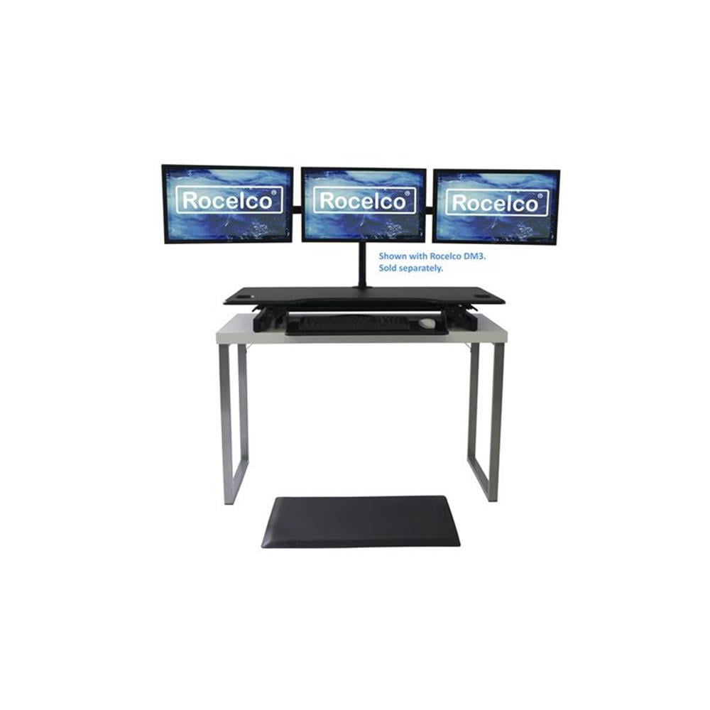 Pemberly Row Adjustable Standing Desk Converter/Anti Fatigue Mat Bundle - Black
