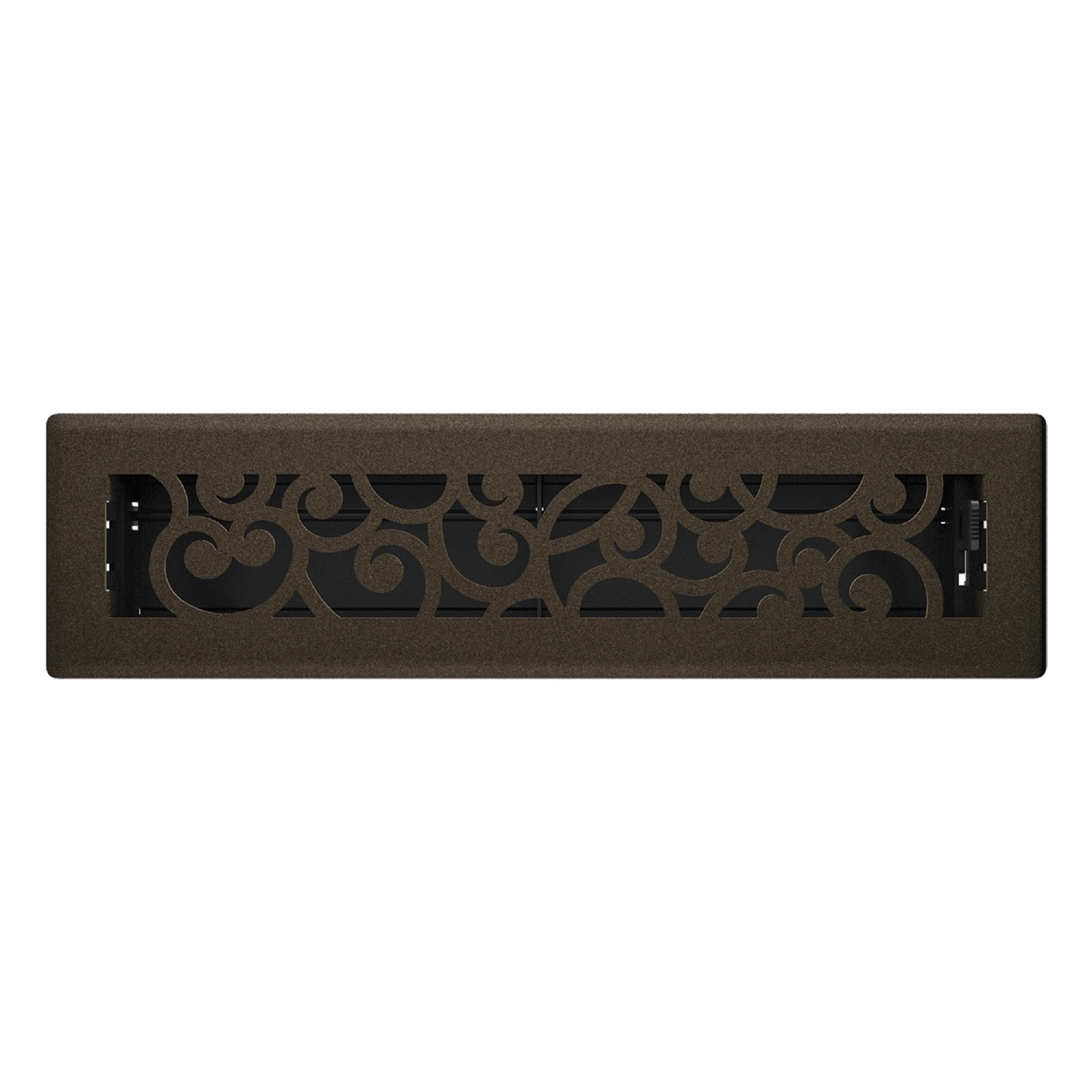 2in x 12in Wonderland Style Bronze Age Metal Heating and Cooling Air Floor Register (2 PACK) - Overall 3 7/16" x 13 1/8"