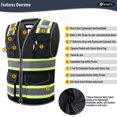 thumbnail image 3 of Chaleco de seguridad JKSafety Hi-Vis de malla negra para hombre y mujer XXL, 3 of 5